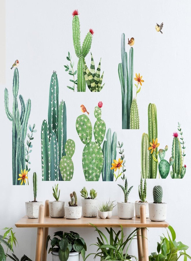 Mfault Cactus Wall Decals Stickers, Tropical Green Plants Cacti Living Room Decorations Bedroom Art, Botanical Home Kitchen Decor - Image 1