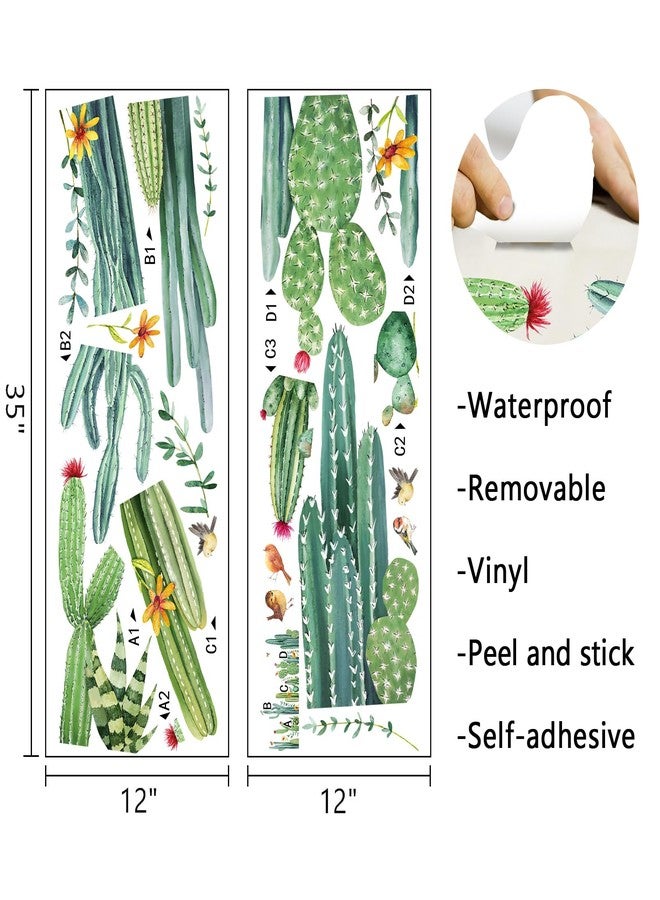 Mfault Cactus Wall Decals Stickers, Tropical Green Plants Cacti Living Room Decorations Bedroom Art, Botanical Home Kitchen Decor - Image 2