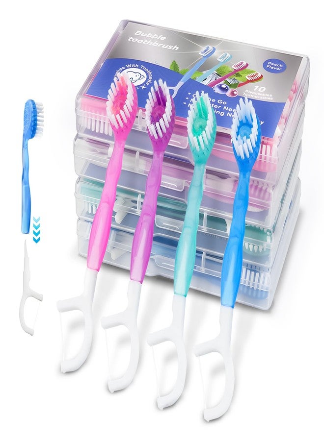 Aecsze 40 Pack Mini Disposable Toothbrushes - 5-in-1 Travel Toothbrush Set with Toothpaste, Floss & Scraper, Disposable Mini Toothbrush for Kids Adults, Convenient for Travel and Camping, Mixed Flavors - Image 1