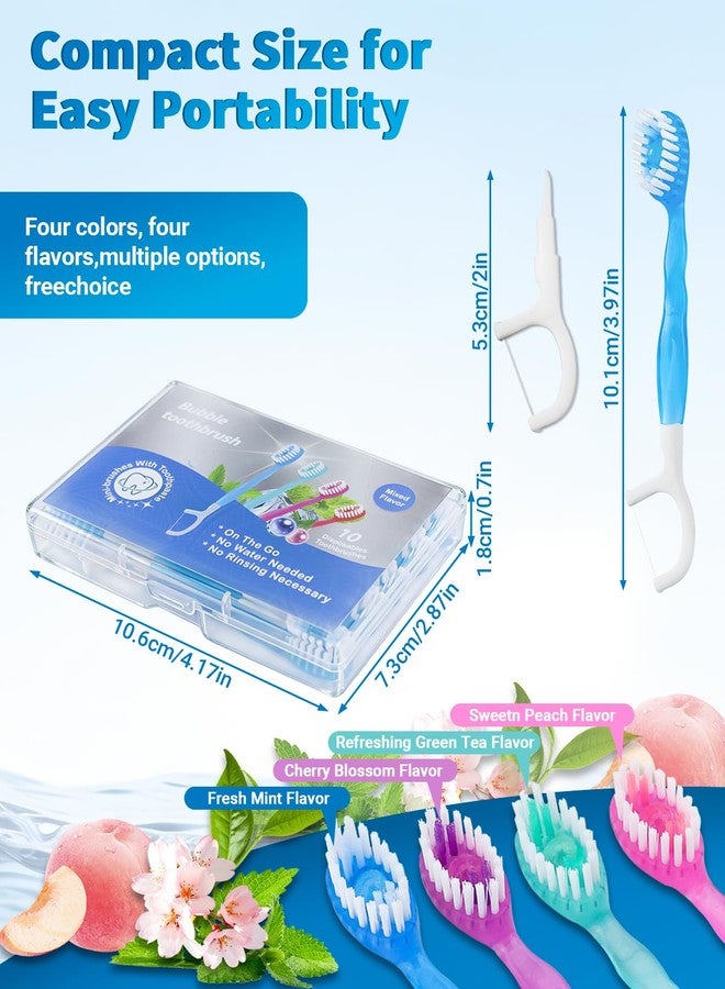 Aecsze 40 Pack Mini Disposable Toothbrushes - 5-in-1 Travel Toothbrush Set with Toothpaste, Floss & Scraper, Disposable Mini Toothbrush for Kids Adults, Convenient for Travel and Camping, Mixed Flavors - Image 2