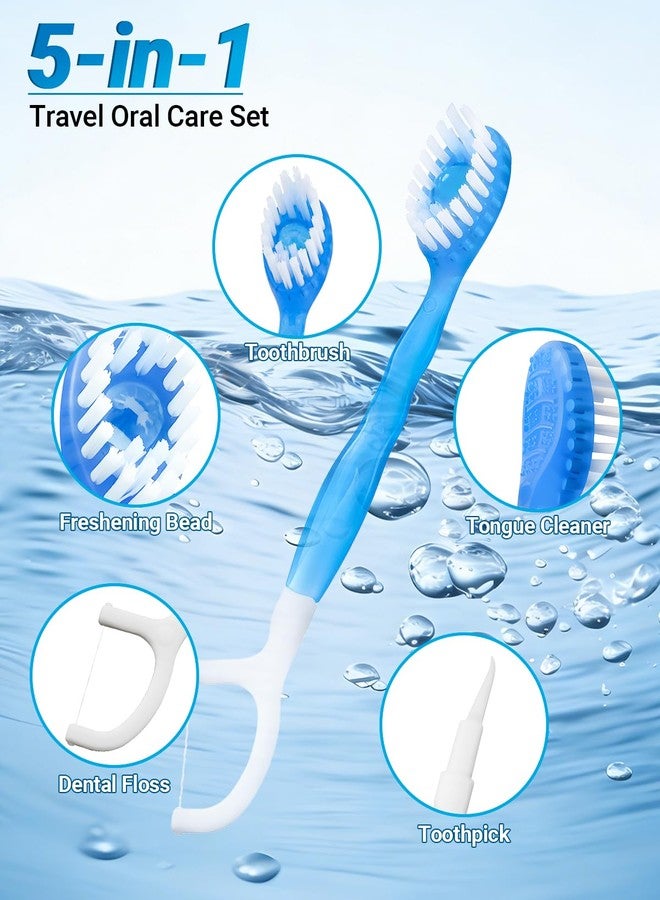 Aecsze 40 Pack Mini Disposable Toothbrushes - 5-in-1 Travel Toothbrush Set with Toothpaste, Floss & Scraper, Disposable Mini Toothbrush for Kids Adults, Convenient for Travel and Camping, Mixed Flavors - Image 3