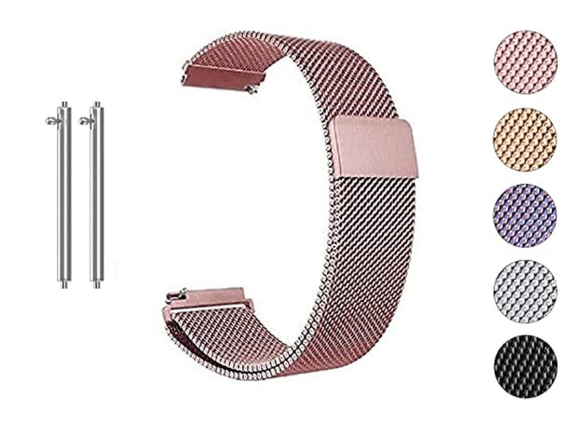 PEFKO PSS70 20MM Milanese Magnet Watch Strap Compatible with Amazfit GTS 2 Mini , Amazfit Bip/ Bip U/ Pro/ Lite, Bip S , Amazfit GTS/ 2/ 2e/ GTR , Samsung Galaxy Watch 4/ Watch 5【 👉 Only Metal Watch Strap ⌚ Watch NOT Included 】 (20MM, ROSE PINK) - Image 1