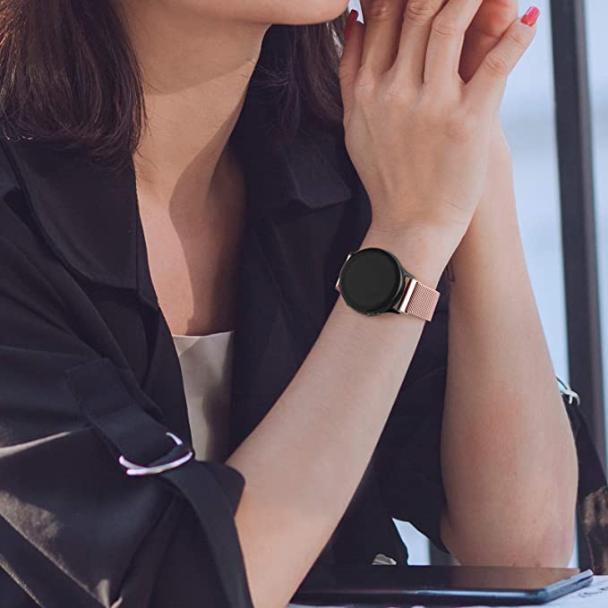 PEFKO PSS70 20MM Milanese Magnet Watch Strap Compatible with Amazfit GTS 2 Mini , Amazfit Bip/ Bip U/ Pro/ Lite, Bip S , Amazfit GTS/ 2/ 2e/ GTR , Samsung Galaxy Watch 4/ Watch 5【 👉 Only Metal Watch Strap ⌚ Watch NOT Included 】 (20MM, ROSE PINK) - Image 4