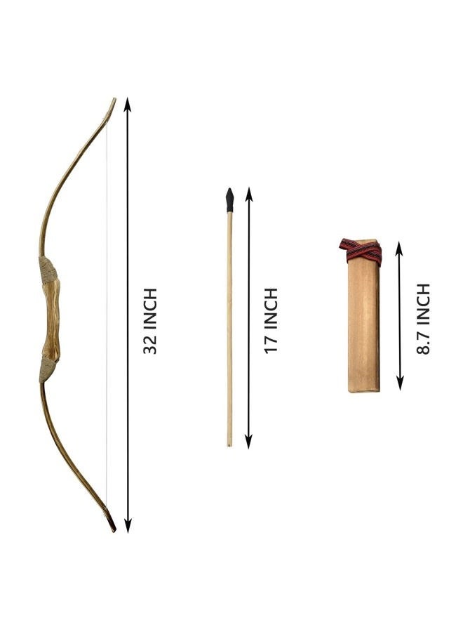 Basbon Kids Bow and Arrow Set, 32 Inch Archery Set Handmade Wooden Toy Bow and Arrow for Kids 4-6 8-12, Cosplay Game Costume Prop Play, 1 Bows 1 Quivers and 10 Wood Arrows, Gifts for Youth Boys & Girls - Image 2