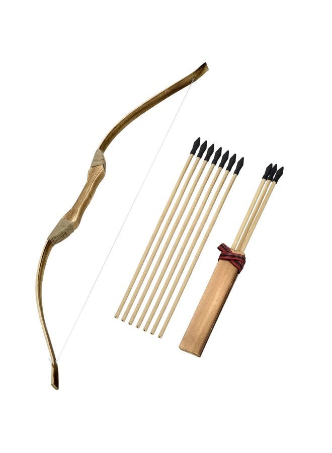 Basbon Kids Bow and Arrow Set, 32 Inch Archery Set Handmade Wooden Toy Bow and Arrow for Kids 4-6 8-12, Cosplay Game Costume Prop Play, 1 Bows 1 Quivers and 10 Wood Arrows, Gifts for Youth Boys & Girls - Image 1