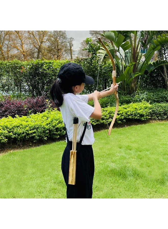Basbon Kids Bow and Arrow Set, 32 Inch Archery Set Handmade Wooden Toy Bow and Arrow for Kids 4-6 8-12, Cosplay Game Costume Prop Play, 1 Bows 1 Quivers and 10 Wood Arrows, Gifts for Youth Boys & Girls - Image 5