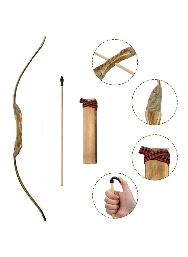 Basbon Kids Bow and Arrow Set, 32 Inch Archery Set Handmade Wooden Toy Bow and Arrow for Kids 4-6 8-12, Cosplay Game Costume Prop Play, 1 Bows 1 Quivers and 10 Wood Arrows, Gifts for Youth Boys & Girls - Image 4