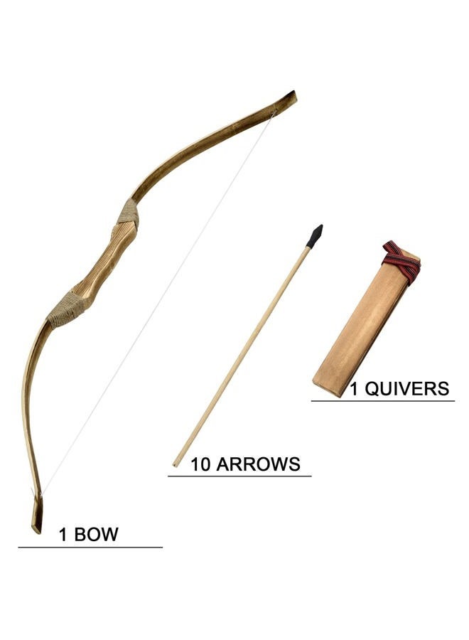 Basbon Kids Bow and Arrow Set, 32 Inch Archery Set Handmade Wooden Toy Bow and Arrow for Kids 4-6 8-12, Cosplay Game Costume Prop Play, 1 Bows 1 Quivers and 10 Wood Arrows, Gifts for Youth Boys & Girls - Image 3
