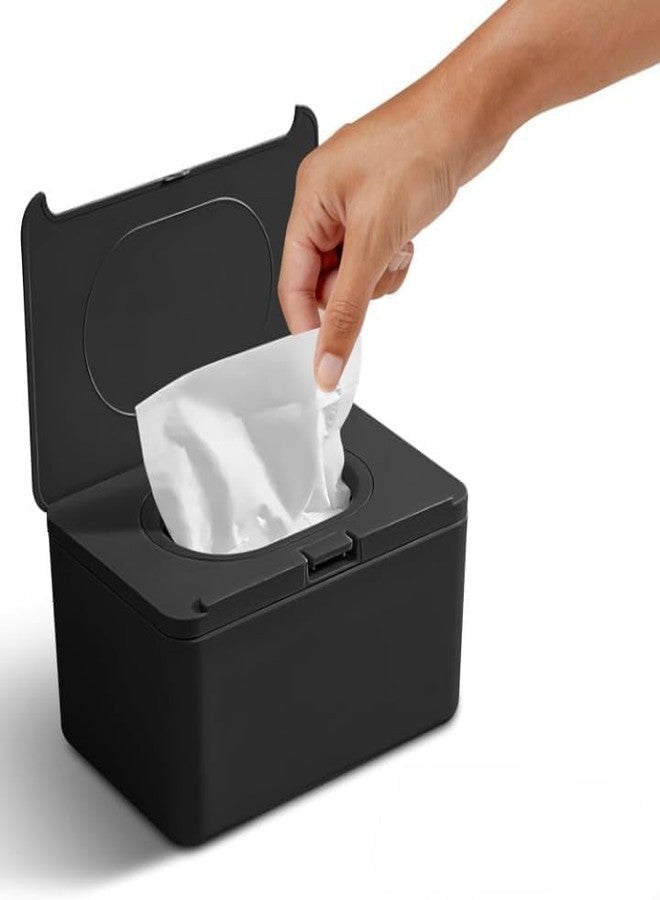 Hidak Tissue Holder Box Baby Wipes Dispenser Box Wet Wipes Holder for Baby & Adult Refillable Wipe Container Storage Box One Hand Button Opening with Seal & Locking Lid (Black) - Image 1