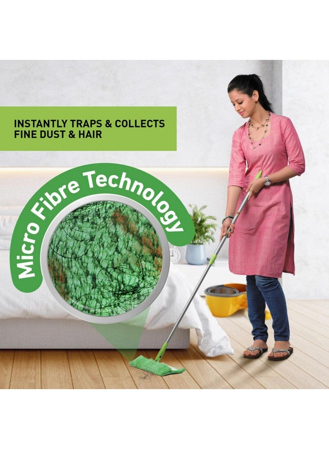 Scotch Brite Scotch-Brite Multi-Purpose Microfiber Flat Mop With 1 Extra Refill For Dry & Wet Cleaning, 360 Degree Rotating Head And Telescopic Handle, Suitable For Floor, Glass, Ceiling And Walls (Green) - Image 2