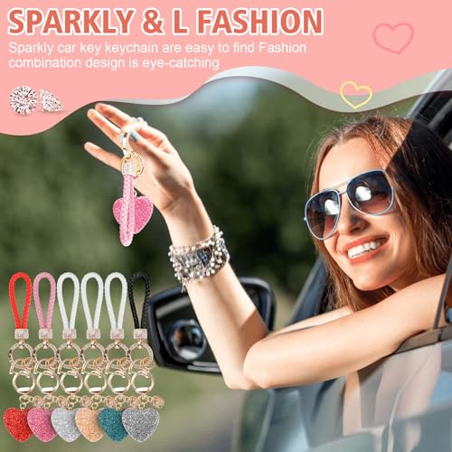 Prometheism Car Keychain for Women with Rhinestone Heart Shape Bling Girl Cute Keychain for Christmas,Personalized Gift (A-Pink) - Image 5