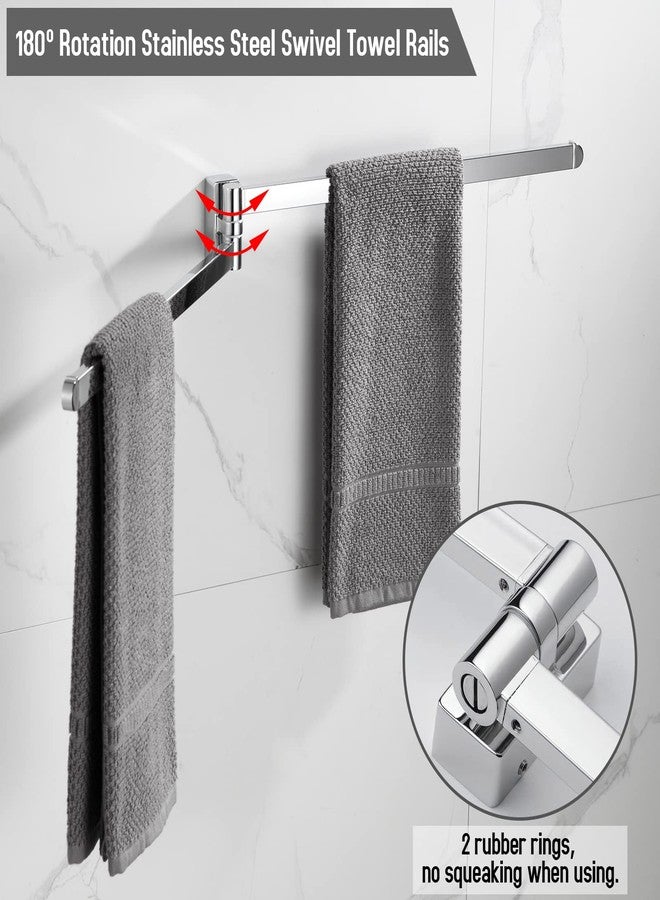 BGL Swivel Towel Bar Chrome,Two Arms Wall Mount Towel Hanger Holder for Bathroom Organizer - Image 3