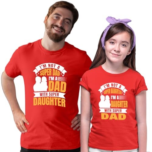 INDISSH Dad Daughter Matching T-Shirt Combo of 2 | Printed Cotton Tshirts - FAM2_RNM-DD04-RED-3XL_KRN-DD04-RED-13YR - Image 1