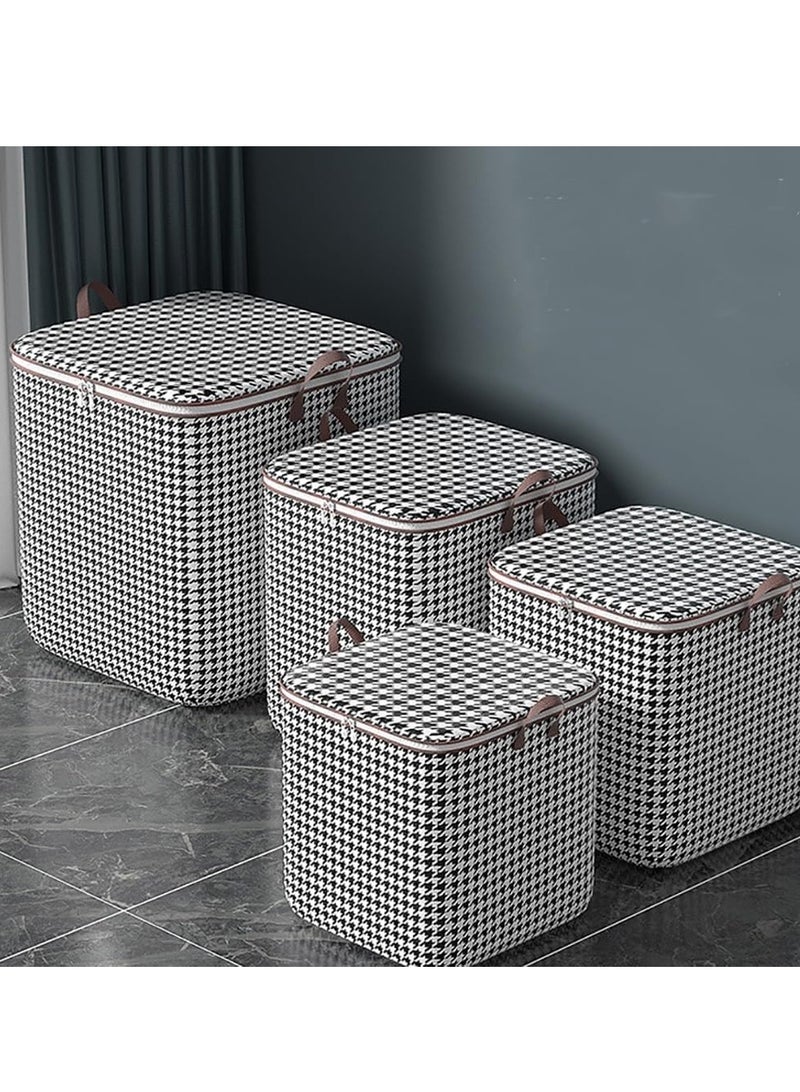 MIXDE 2 Pcs Clothing Storage Bags,Closet Folding Organizer Bag,Houndstooth Pattern Printed Storage Zipper Bag with Portable Handle Zipper design for Clothes Bedding Quilts (2pcs 100L) - Image 3