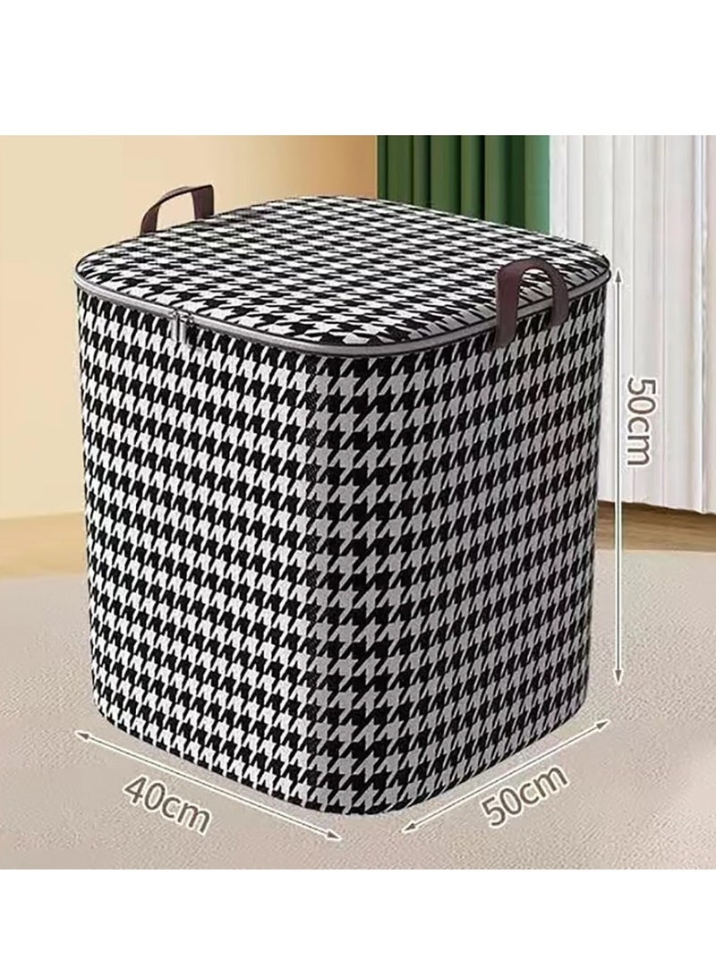 MIXDE 2 Pcs Clothing Storage Bags,Closet Folding Organizer Bag,Houndstooth Pattern Printed Storage Zipper Bag with Portable Handle Zipper design for Clothes Bedding Quilts (2pcs 100L) - Image 4