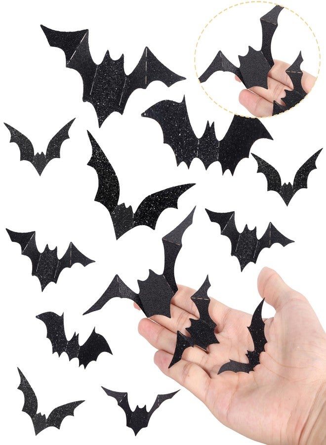 Rsstarxi 24 Pack Bat Cupcake Toppers Glitter Bat Halloween Cupcake Decorations for Bat Theme Halloween Party Cake Decorations for Baby Shower Kids Birthday Party Decorations - Image 1