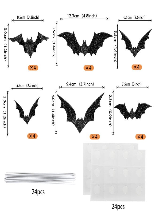 Rsstarxi 24 Pack Bat Cupcake Toppers Glitter Bat Halloween Cupcake Decorations for Bat Theme Halloween Party Cake Decorations for Baby Shower Kids Birthday Party Decorations - Image 2