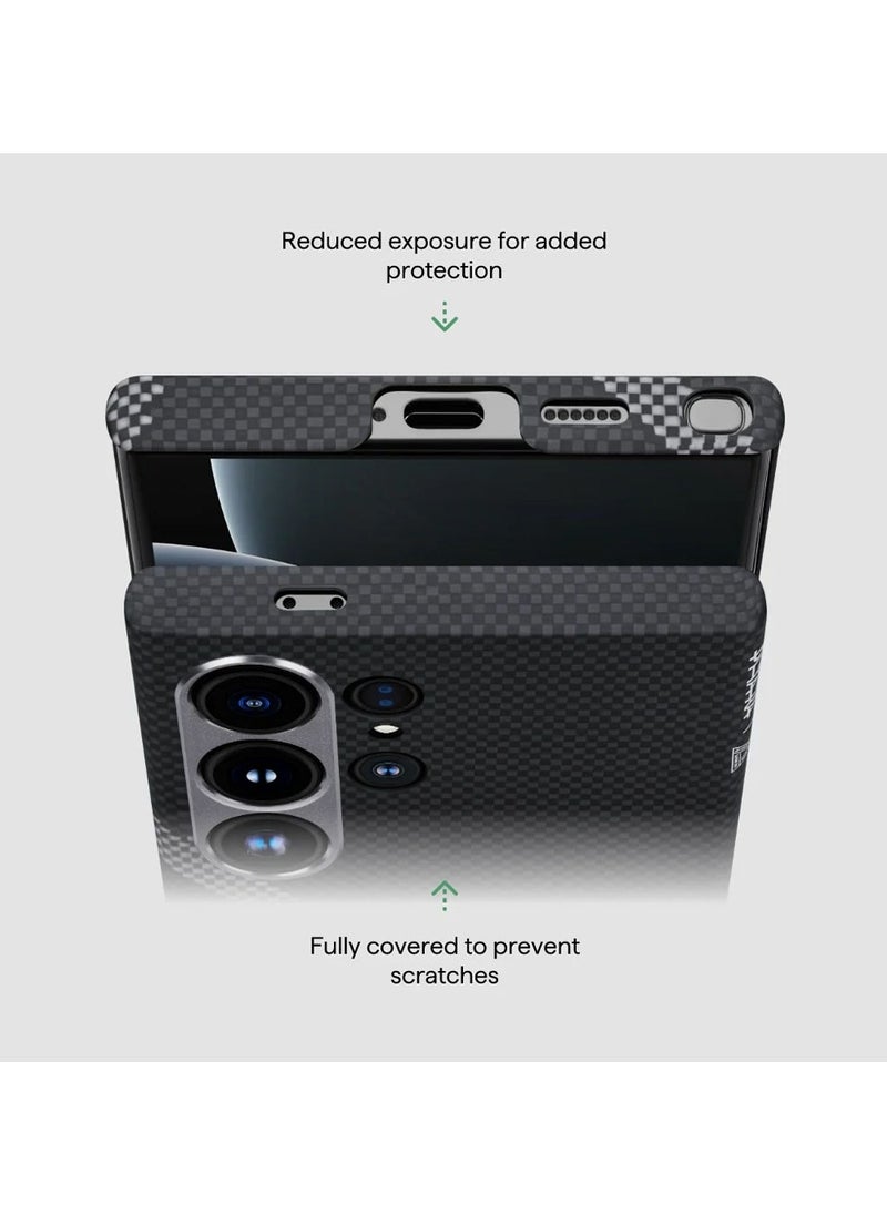 PITAKA for S24 Ultra Case 6.8 Inch Compatible with MagSafe, Slim & Light Samsung Galaxy S24 Ultra Case, 1500D Aramid Fiber Made Tactile Woven Case Re-TROS Edition - Refining