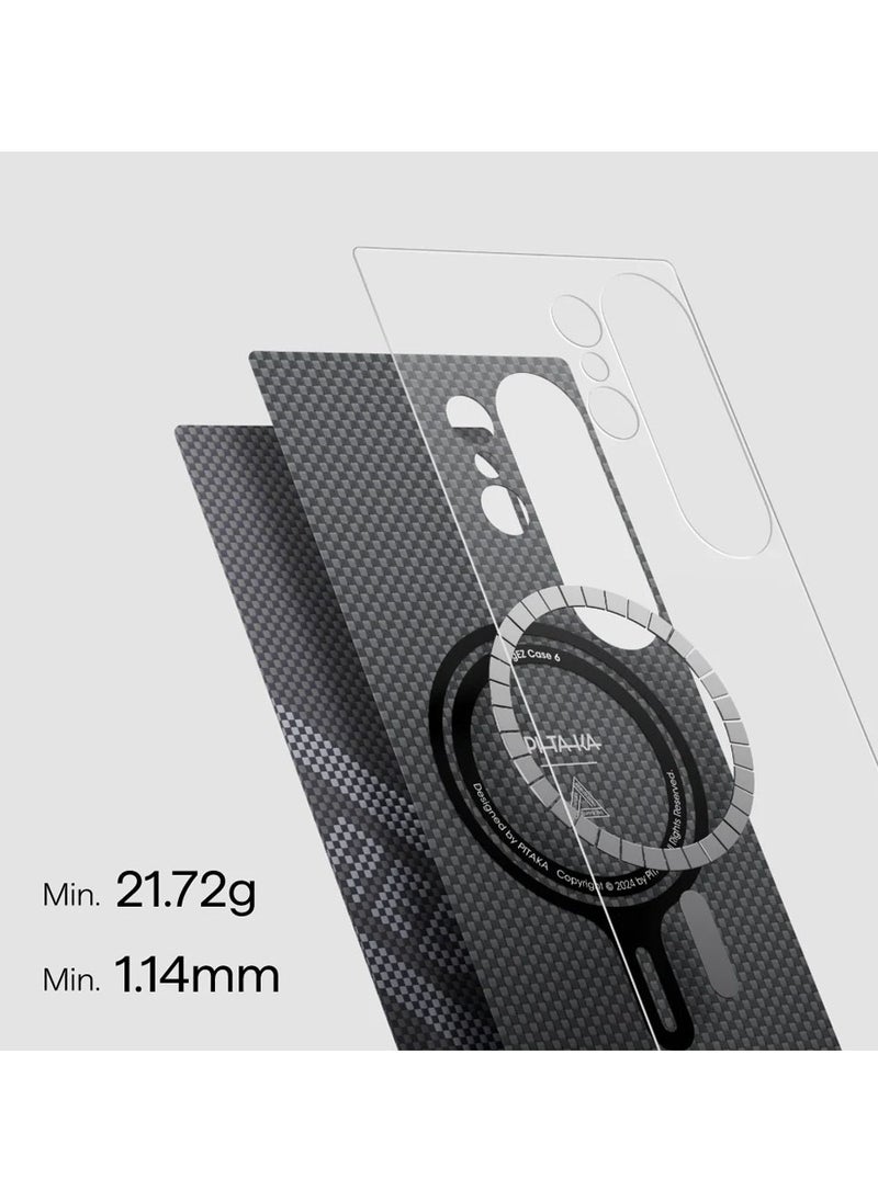 PITAKA for S24 Ultra Case 6.8 Inch Compatible with MagSafe, Slim & Light Samsung Galaxy S24 Ultra Case, 1500D Aramid Fiber Made Tactile Woven Case Re-TROS Edition - Refining