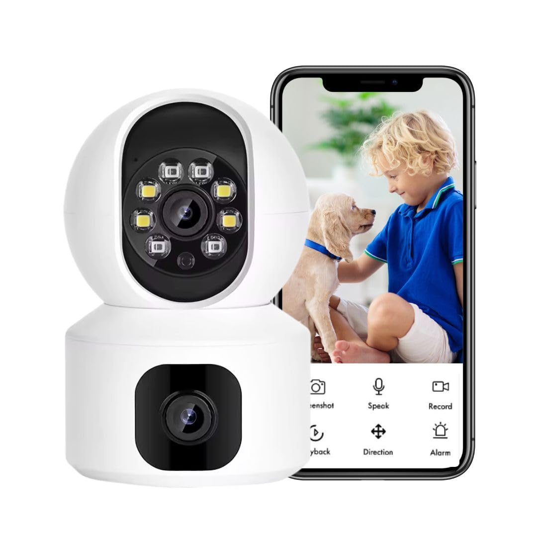 onexsale Onexsale Onexsale Indoor Camera 2 Lens Cameras For Home Shop Security Night Mode Pet Camera With Phone App Indoor Security Camera Motion Detection 2way Audio Camera Home Motion Detection