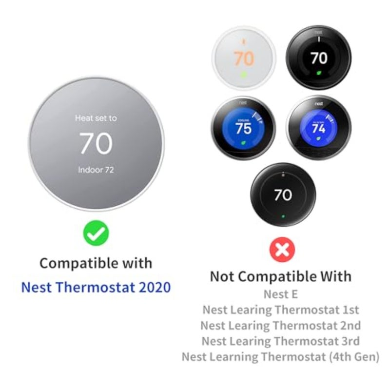 متوافق مع غطاء لوحة الحائط Google Nest Thermostat 2020 - طقم تقليم Nest Thermostat، مصنوع خصيصًا لـ Google Nest Thermostat 2020، تغطية العيوب سهلة التركيب - فحمي - Image 2