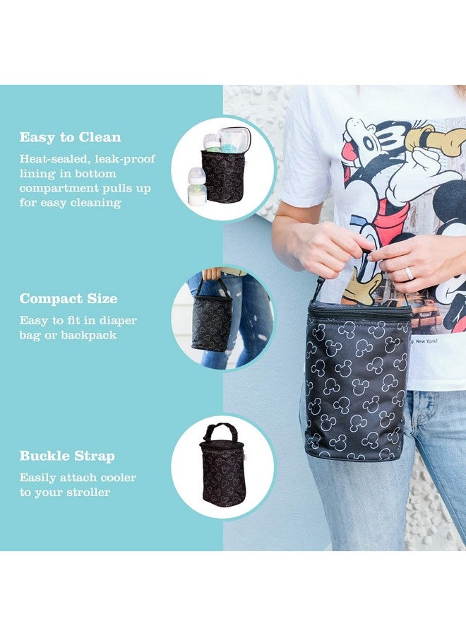 J.L. Childress Disney Baby by J.L. Childress TwoCOOL Breastmilk Cooler - Double Baby Bottle & Food Bag - Ice Pack Included - Fits 2-4 Bottles - Insulated & Leak Proof Bottle Bag - Mickey Black - Image 1