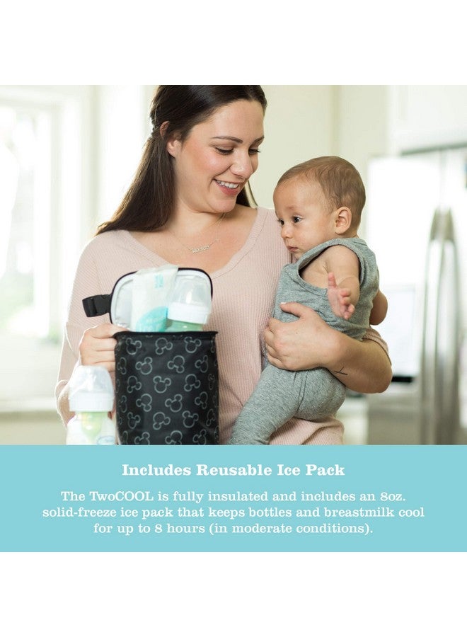 J.L. Childress Disney Baby by J.L. Childress TwoCOOL Breastmilk Cooler - Double Baby Bottle & Food Bag - Ice Pack Included - Fits 2-4 Bottles - Insulated & Leak Proof Bottle Bag - Mickey Black - Image 3