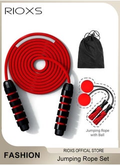 RIOXS Jump Rope Set for Workout with Storage bag Adjustable Skip Rope for Adult and Kids Tangle-Free Cable with Ball Bearings and Pouch Jumping Rope for Exercise Workout  - Image 1