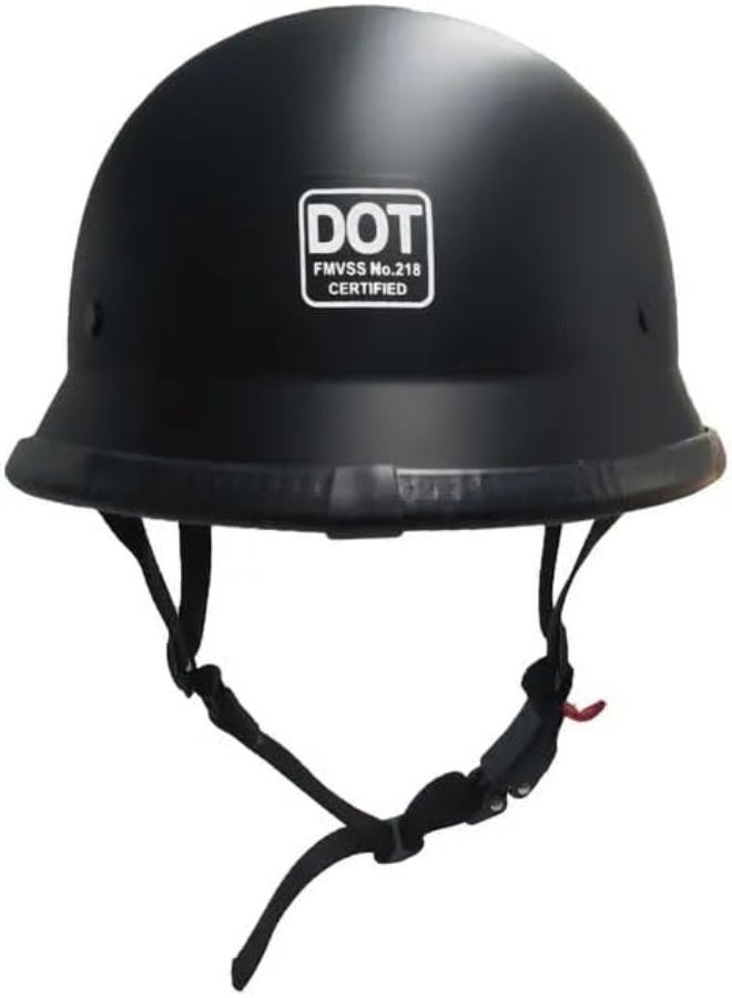 German Style Open Face Motorcycle Helmet - Black Matte - Image 3