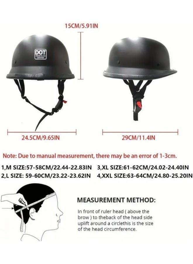 German Style Open Face Motorcycle Helmet - Black Matte - Image 4