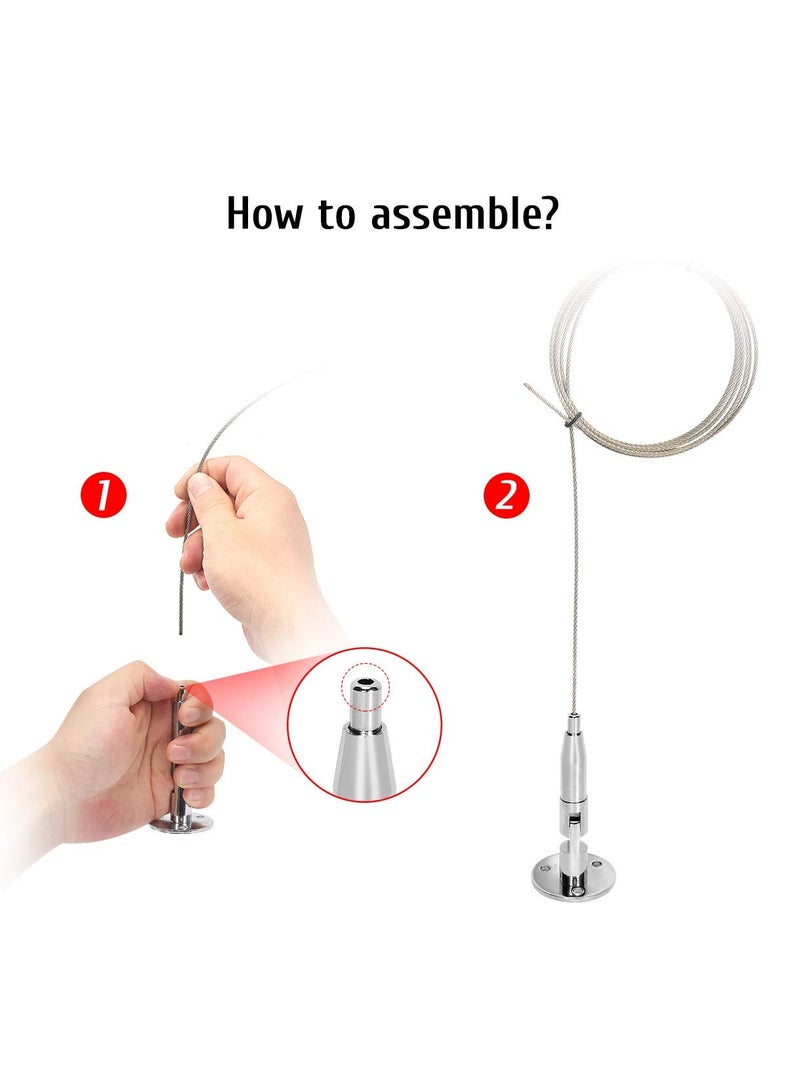 Kids Art Hanging Wire Organizer with 30 Clips 2 Pcs Adjustable Project Wall Display with 6.5 ft Long Stainless Steel Rustless Cable for Tapestry Kids Crafts Wall Decor Picture Hanging Kit - Image 2