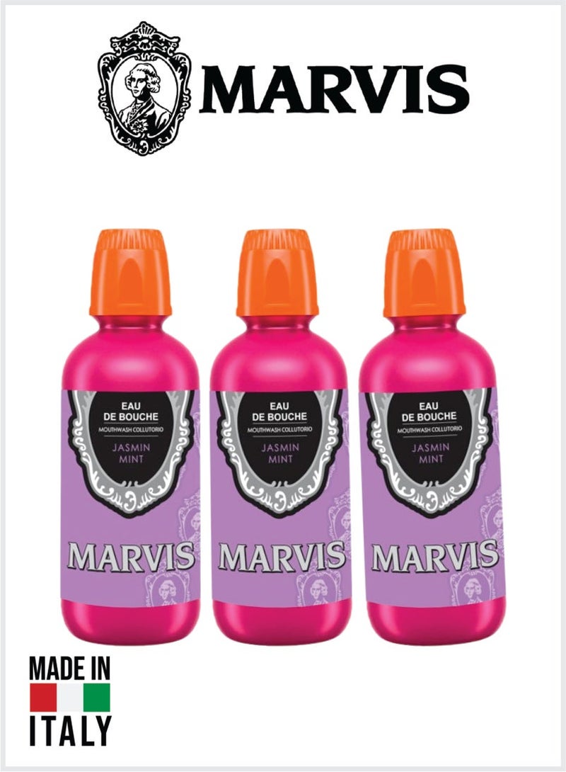 Marvis Jasmin Mint Mouthwash – Floral Mint Mouth Rinse for Fresh Breath & Clean Feel 400 Pack Of 3
