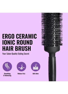 ERGO Ergo Ceramic Ionic Round Brush for Blow Out - Salon Quality Hair Brushes for Women - Roller Brush for Blow Drying, Wet and Dry Hair Styling, Volumizing Hair Care - ER53: 2"  - Image 2