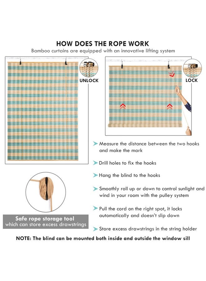 ABOUT SPACE Bamboo Curtains - W 4 ft x H 6 ft - Rope Mechanism Roll Up Down Bamboo Shade for Sunlight, Dust Protection Window Chick Blinds for Balcony, Restaurant, Hotel, Dhaba, Resort - Image 3