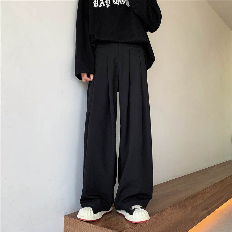 Hong Kong Style Retro Design Sense Strap Pants Men'S And Women'S High Street Couples Straight Leg Wide Leg Casual Trendy Pants - Image 5