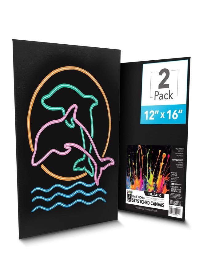 ArtSkills Black Canvas, Stretched Canvases for Painting, Supplies for Artists, 12x16, 2-Pack - Image 1