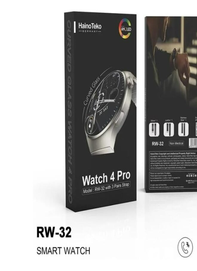 Haino Teko Haino Teko RW32 Smart Watch HD IPS Amoled Screen,Curved Glass With 3 Straps Silicone And Stainless Steel And Leather  - Image 2
