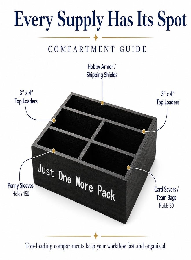 GoFika Top Loader and Penny Sleeve Dispenser TCG Rip Caddy Shipping Station Trading Card Organizer Wooden Storage Box 7.7x7.7x2.63 in - Image 2