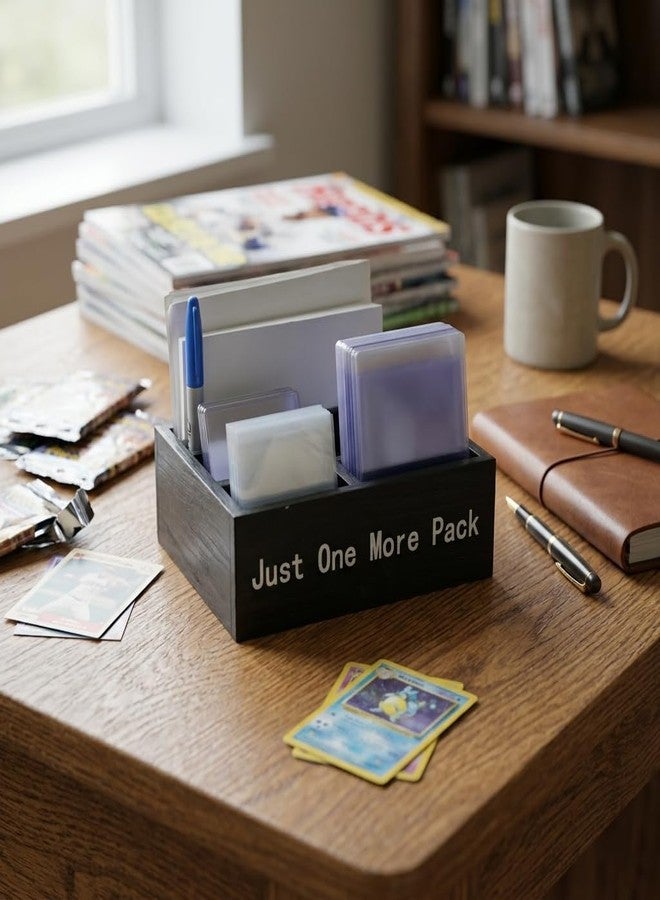 GoFika Top Loader and Penny Sleeve Dispenser TCG Rip Caddy Shipping Station Trading Card Organizer Wooden Storage Box 7.7x7.7x2.63 in - Image 3
