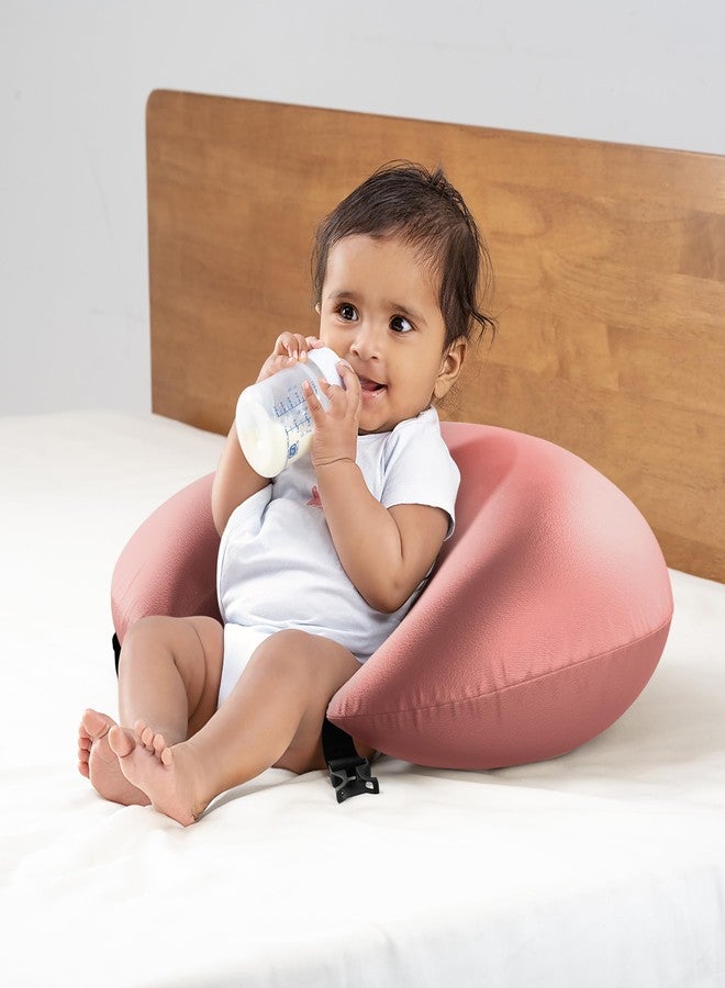 Wakefit Feeding Pillow for New Born Baby | 3 Months Warranty | 5 in 1 Nursing Pillow with Belt and Hoop for Breastfeeding with Velvet Removable Cover | Pink - Image 3