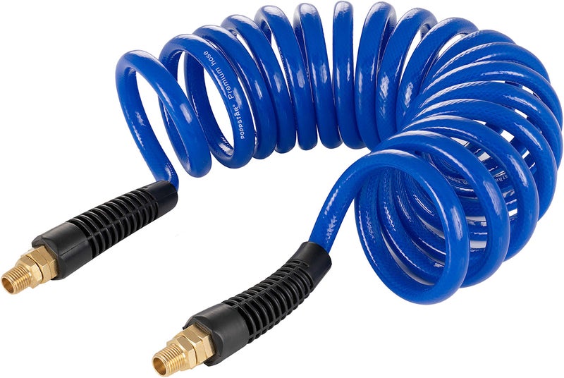 Poppstar Poppstar 5 m compressed air spiral hose with Ø 8 mm x 12 mm, bend protection, improved swivel connection G 1/4 inch male - Image 1
