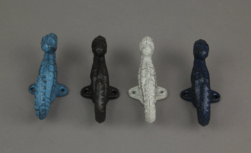 Zeckos Set of 4 Coastal Cast Iron Seahorse Wall Hooks - Decorative Ocean Hooks for Towels, Bags, and More - Easy Installation - Vibrant Colors - 5 Inches High - Image 3