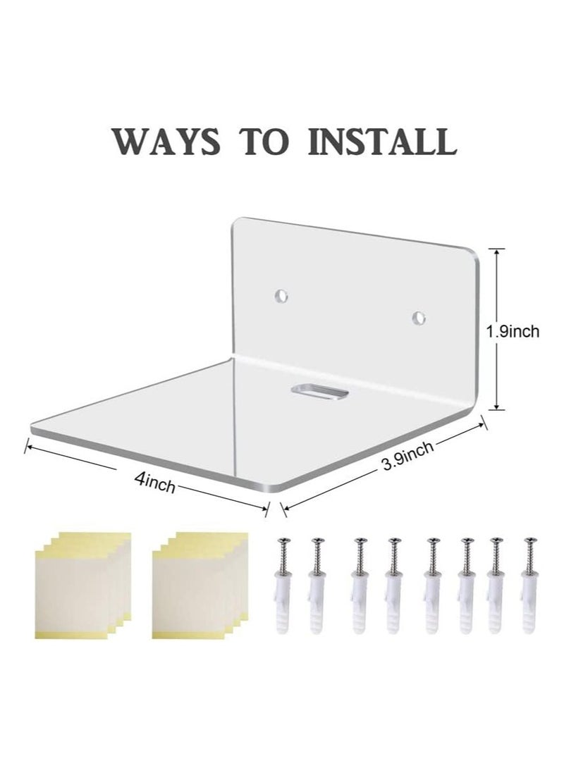 Eworld Set of 4 Small Acrylic Floating Shelves, Versatile Display Ledges for Stylish Storage and decor, Mini Wall Shelves with 2 Installation Options (Adhesive or Screw-In) - Image 2
