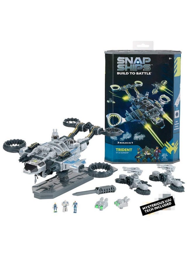 SNAP SHIPS Snap Ships - Trident ST-33 Gunship - Building Construction Toy for Custom Building and Battle Play - for Ages 8+  - Image 1
