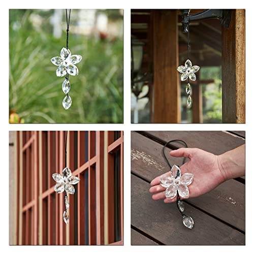 ATMOMO Crystal Flower Rear View Mirror Pendant Car Hanging Ornament Lucky Accessory, Transparent - Image 4