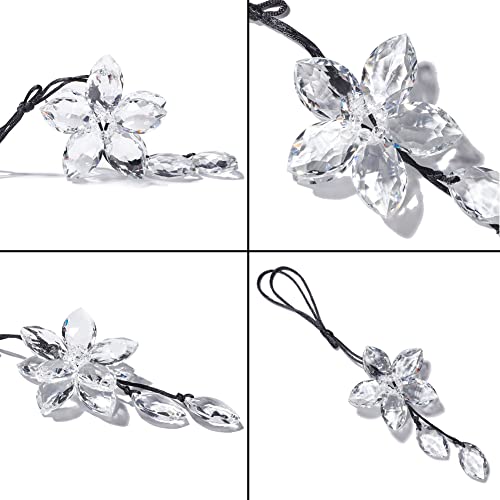 ATMOMO Crystal Flower Rear View Mirror Pendant Car Hanging Ornament Lucky Accessory, Transparent - Image 3