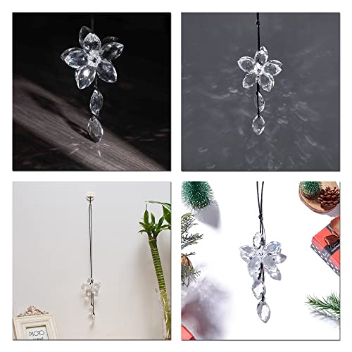 ATMOMO Crystal Flower Rear View Mirror Pendant Car Hanging Ornament Lucky Accessory, Transparent - Image 5