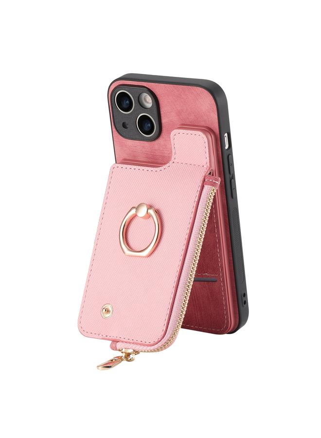 زبون جراب لهاتف iPhone 13 Pro مع حلقة جلدية متقاطعة وسحاب عمودي ومحفظة خلفية للهاتف - Image 3