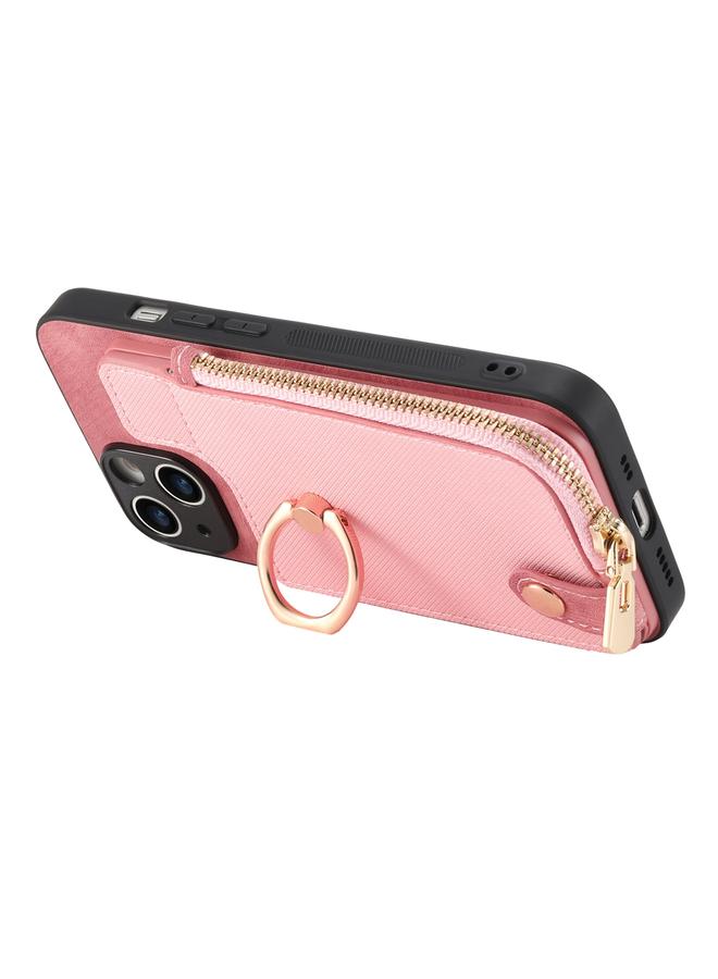 زبون جراب لهاتف iPhone 13 Pro مع حلقة جلدية متقاطعة وسحاب عمودي ومحفظة خلفية للهاتف - Image 4