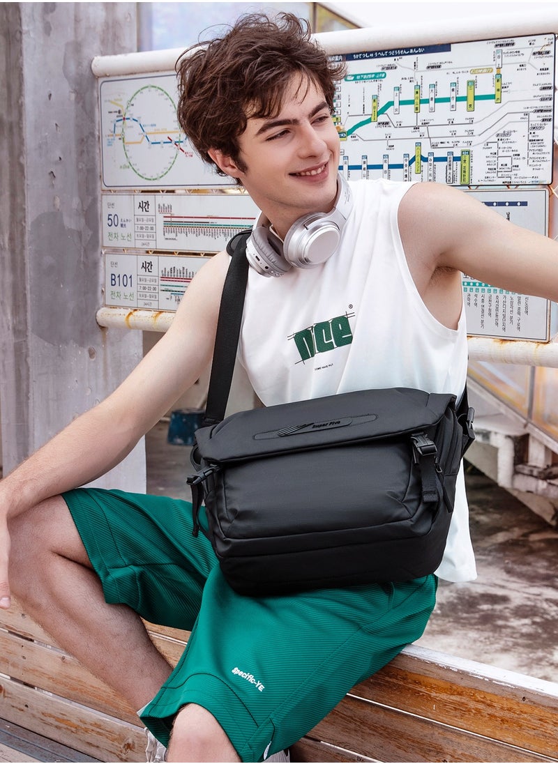 SUPER 5 FKB00741 Fashion Casual Multi-pocket Shoulder Crossbody Waterproof Bag - Black  - Image 4